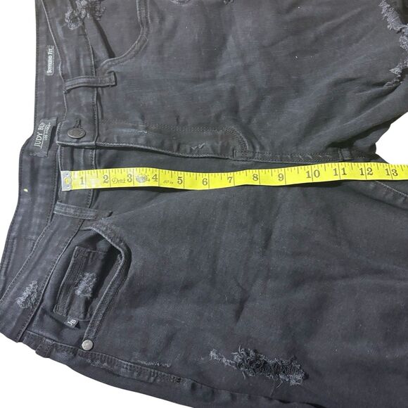Judy Blue Jeans 13/31 Black Denim Boyfriend Ankle Stretch High Rise Distressed - Picture 4 of 7